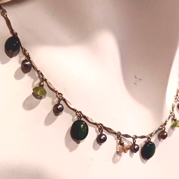 STERLING PC MULTI GEMSTONE NECKLACE - Picture 2 of 7